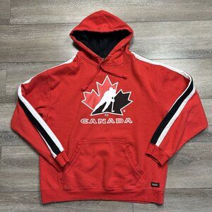 Vintage Team Canada Hockey  Size XL Pullover Hoodie Waves Red